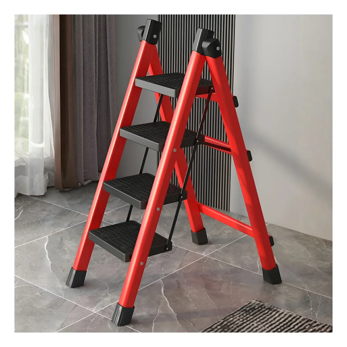 Escalera Plegable 4 Peldaños 98 cm de Acero