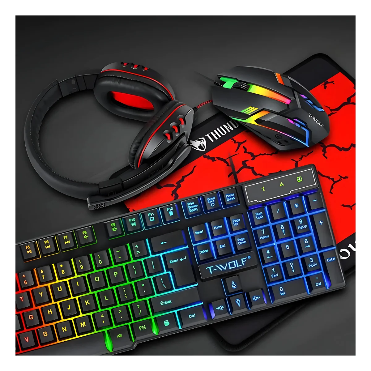TECLADO MOUSE AUDIFONOS PAD GAMER COMBO 4 EN 1 TF800 en Costa Rica
